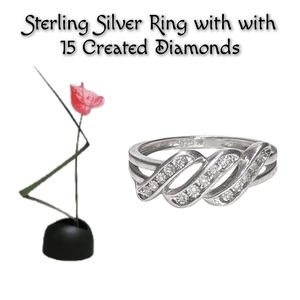 Kit Heath Sterling Silver Ring with 15 Created Diamonds